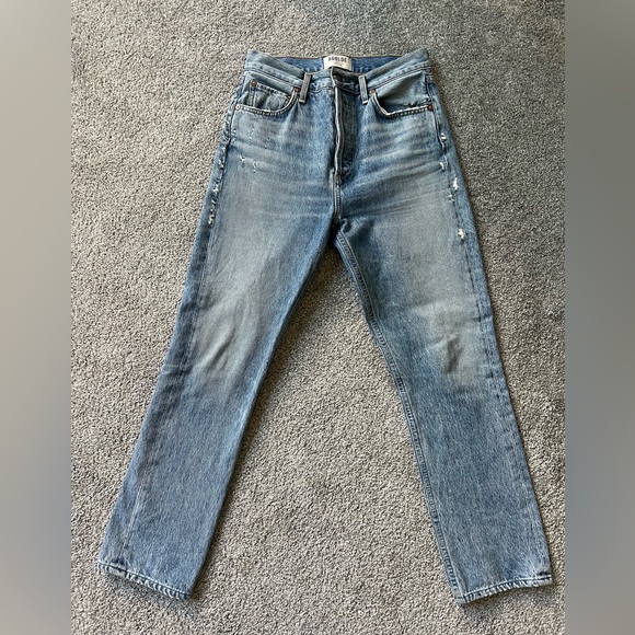 Agolde Riley High Rise Straight Crop in Renewal - Picture 4 of 7